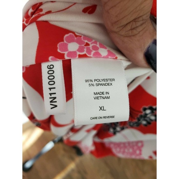 NewYork Co. Women Multicolor Polyester V-Neck Short Sleeve Knee Length Dress XL - Picture 10 of 13